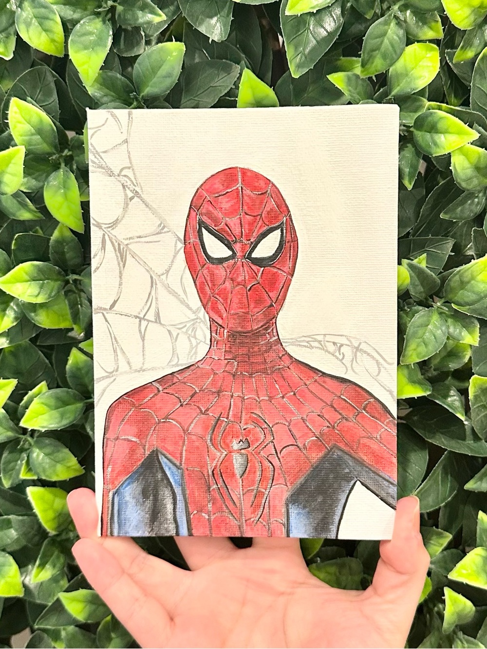 Spiderman Thin Canvas Handmade Acrylic Paint 5” x 7”